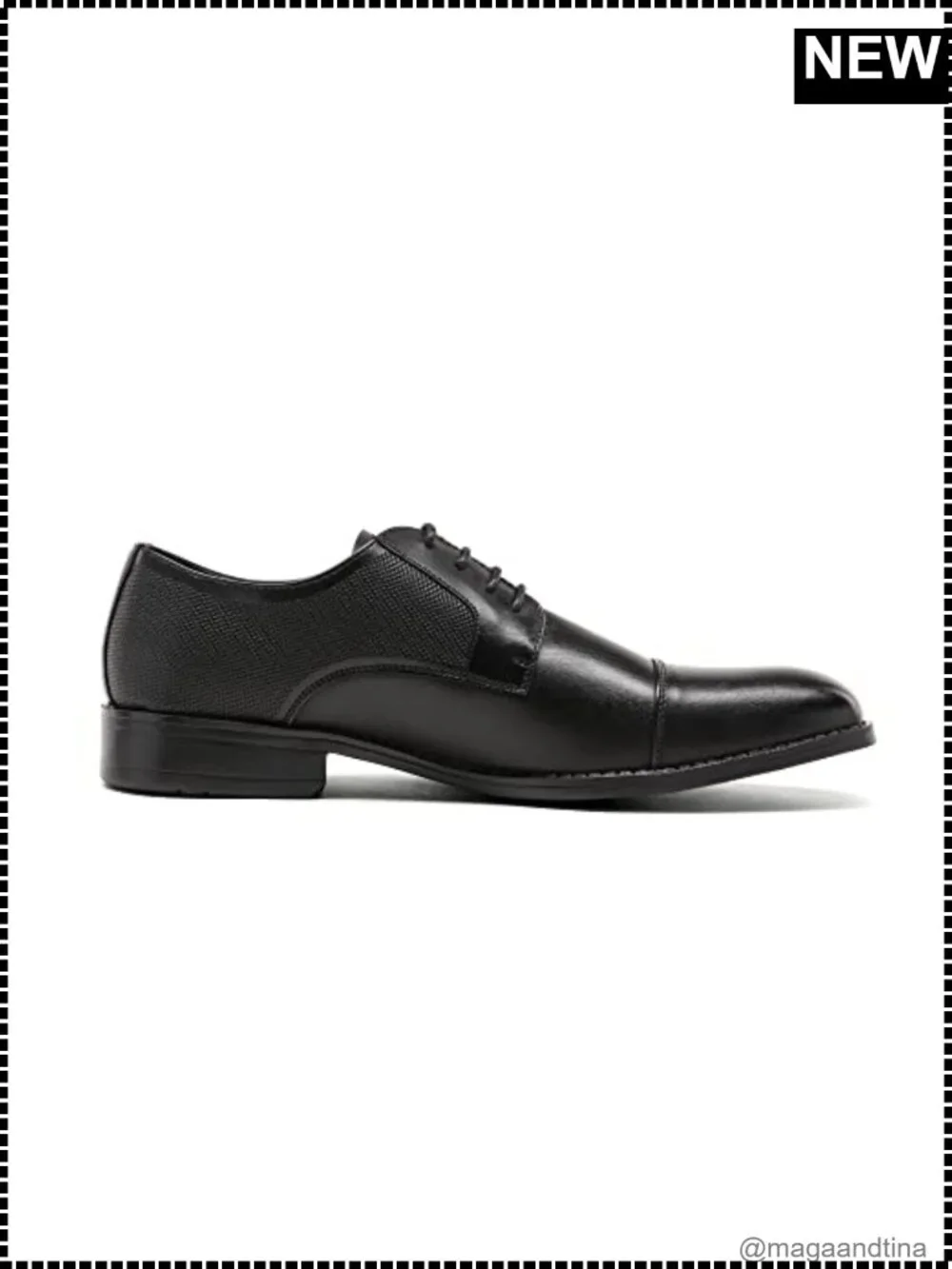 Vegan Leather Oxford Dress Shoes Plain Toe Lace-Up Formal Business